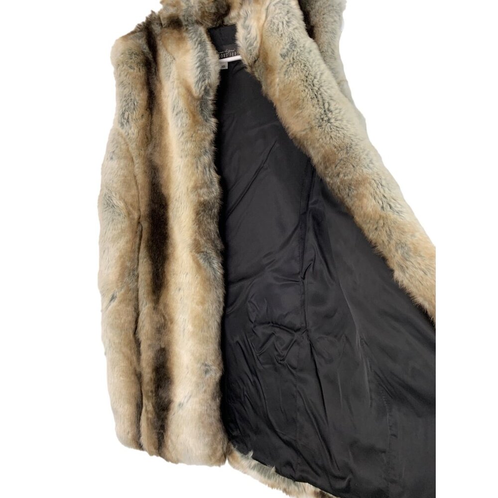 Womens Donna Salyers Fabulous-Furs Faux Fur Hook Vest XS EUC 7743 long line - Picture 6 of 7